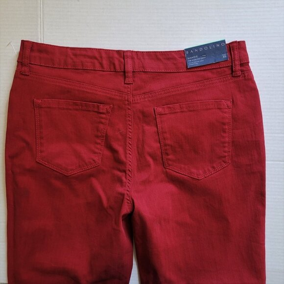 Bandolino jeans red Mandie style straight legs stretch cotton denim pants petite - Picture 10 of 16